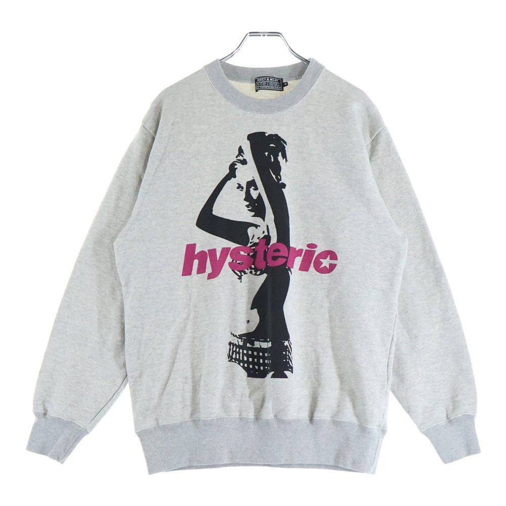 HYSTERIC GLAMOUR(ヒステリックグラマー) HYSTERIC ARMPIT フロントプリント クルーネック 長袖スウェット グレー 02253CS10