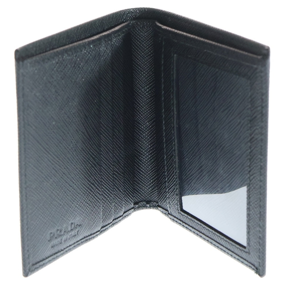 PRADA(プラダ) トライアングルロゴ サフィアーノ カードケース 二つ折り財布 ブラック