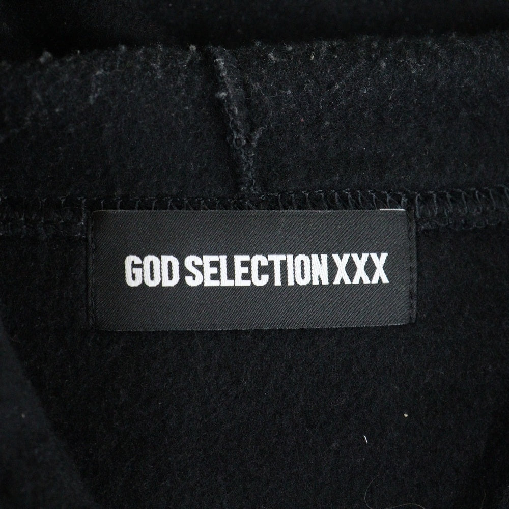 GOD SELECTION XXX(ゴッドセレクショントリプルエックス) ×FRAGMENT フラグメント 胸ロゴ バックプリント ジップアップパーカー ブラック