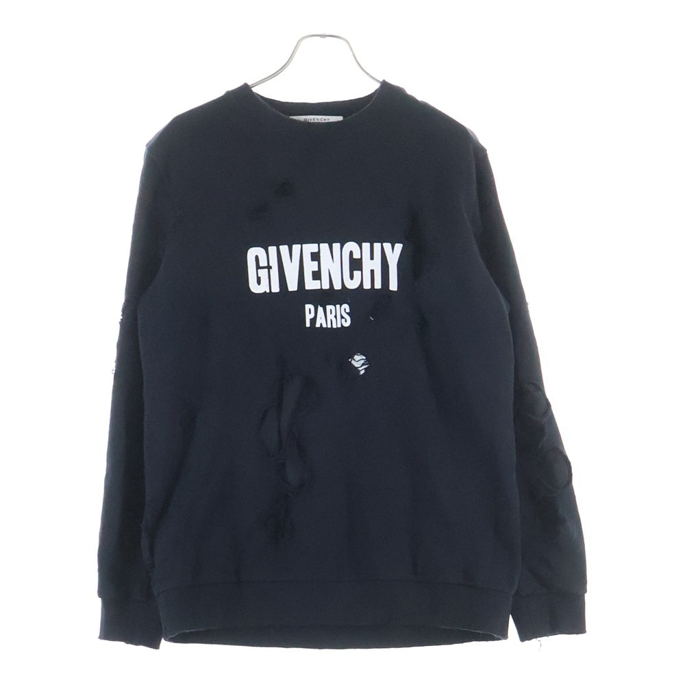 GIVENCHY(ジバンシィ) 16SS ダメージ加工ロゴプリントスウェットトレーナー ブラック 16S 7359 653