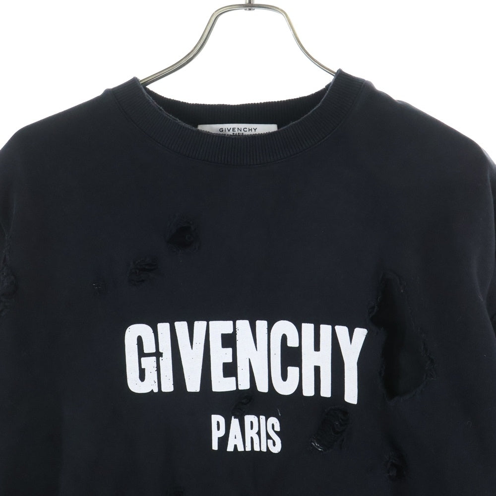GIVENCHY(ジバンシィ) 16SS ダメージ加工ロゴプリントスウェットトレーナー ブラック 16S 7359 653