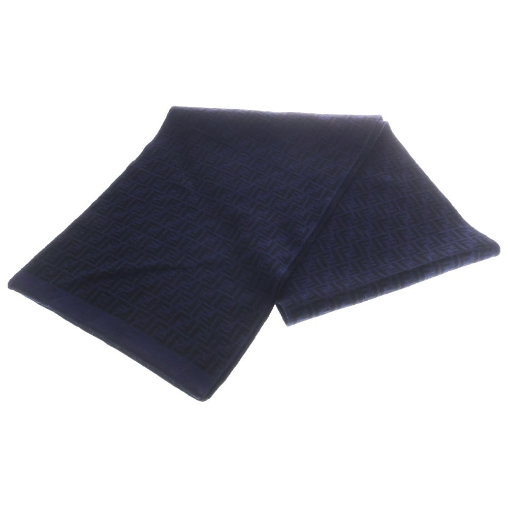 FENDI(フェンディ) FFロゴ総柄 ウール マフラー ストール ブルー レディース