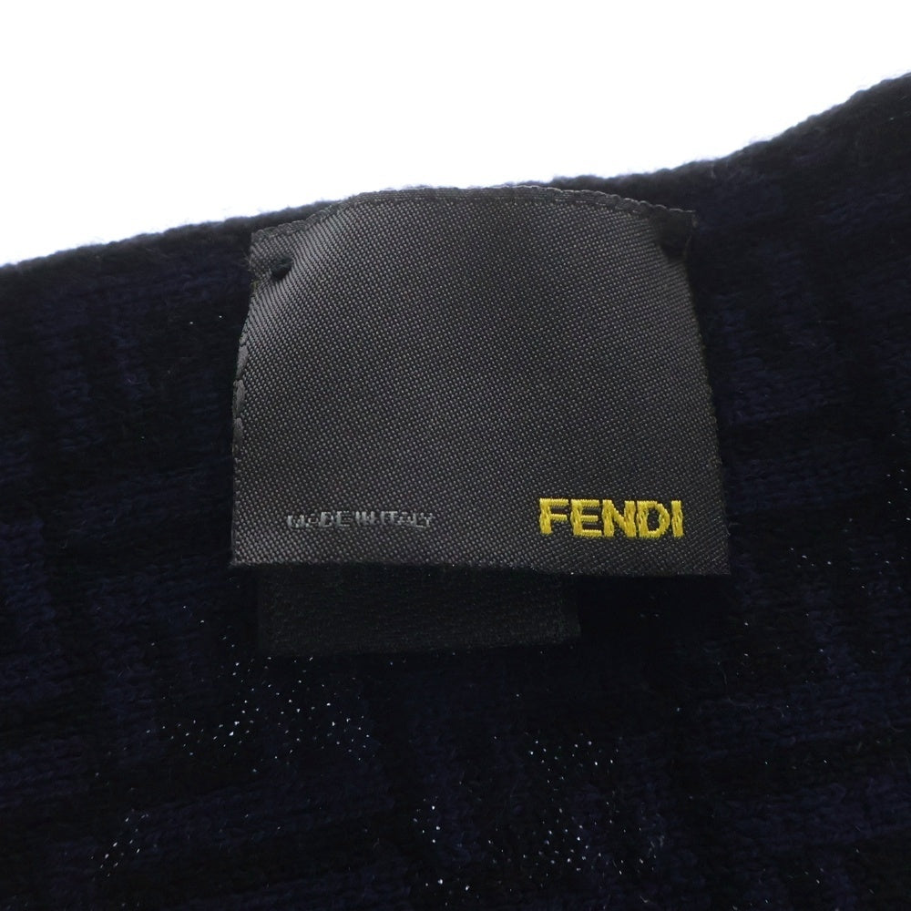 FENDI(フェンディ) FFロゴ総柄 ウール マフラー ストール ブルー レディース