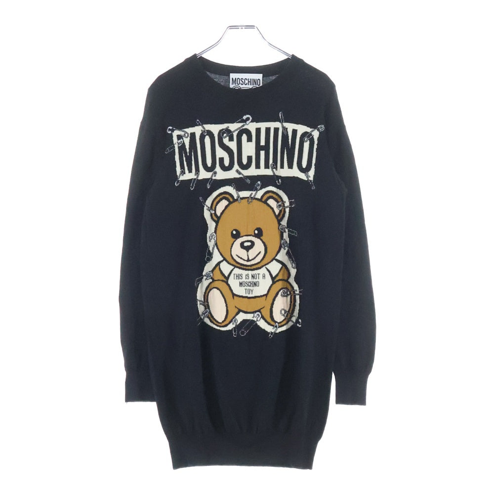 MOSCHINO(モスキーノ) フロントベアー クルーネック 長袖ニット セーター ブラック レディース
