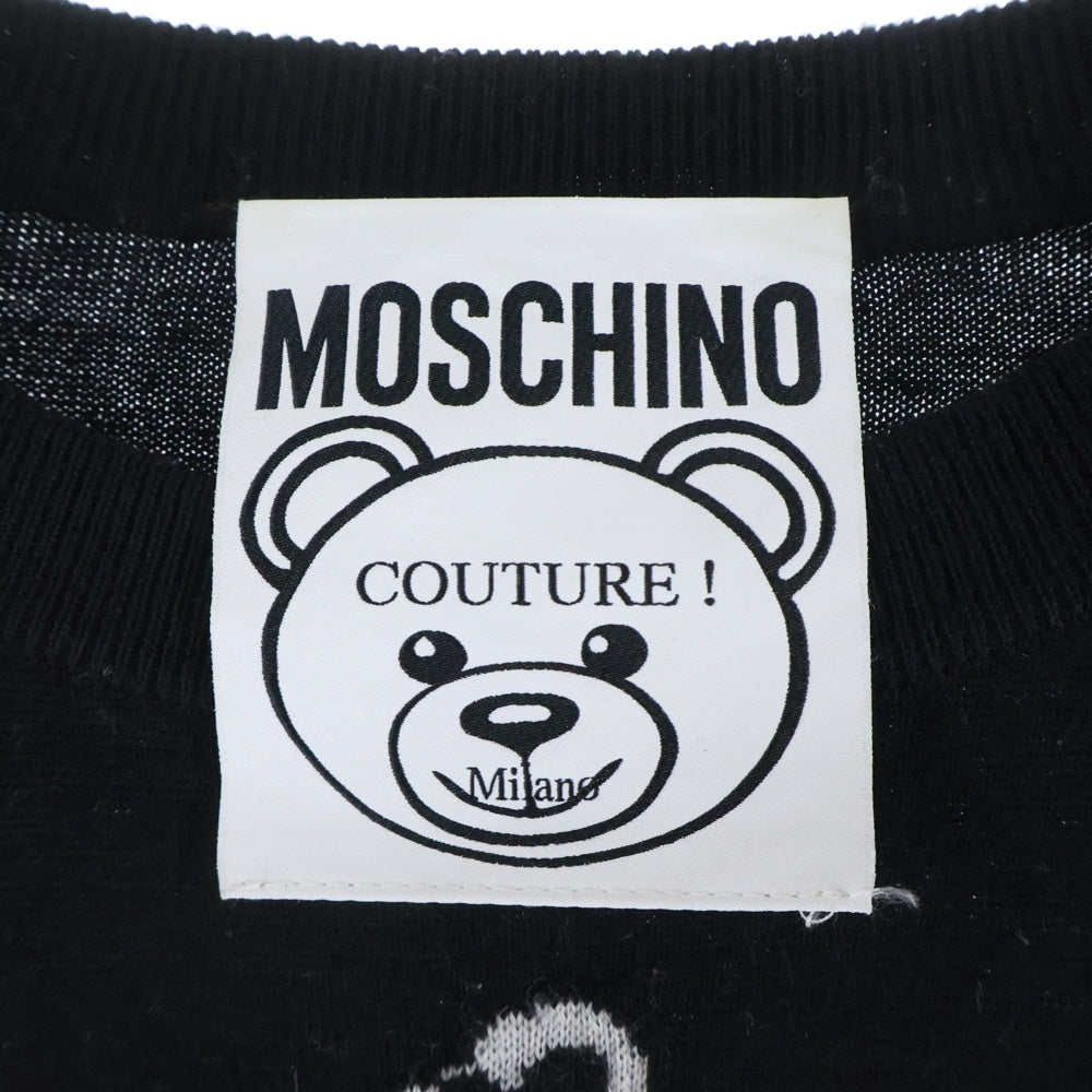 MOSCHINO(モスキーノ) フロントベアー クルーネック 長袖ニット セーター ブラック レディース
