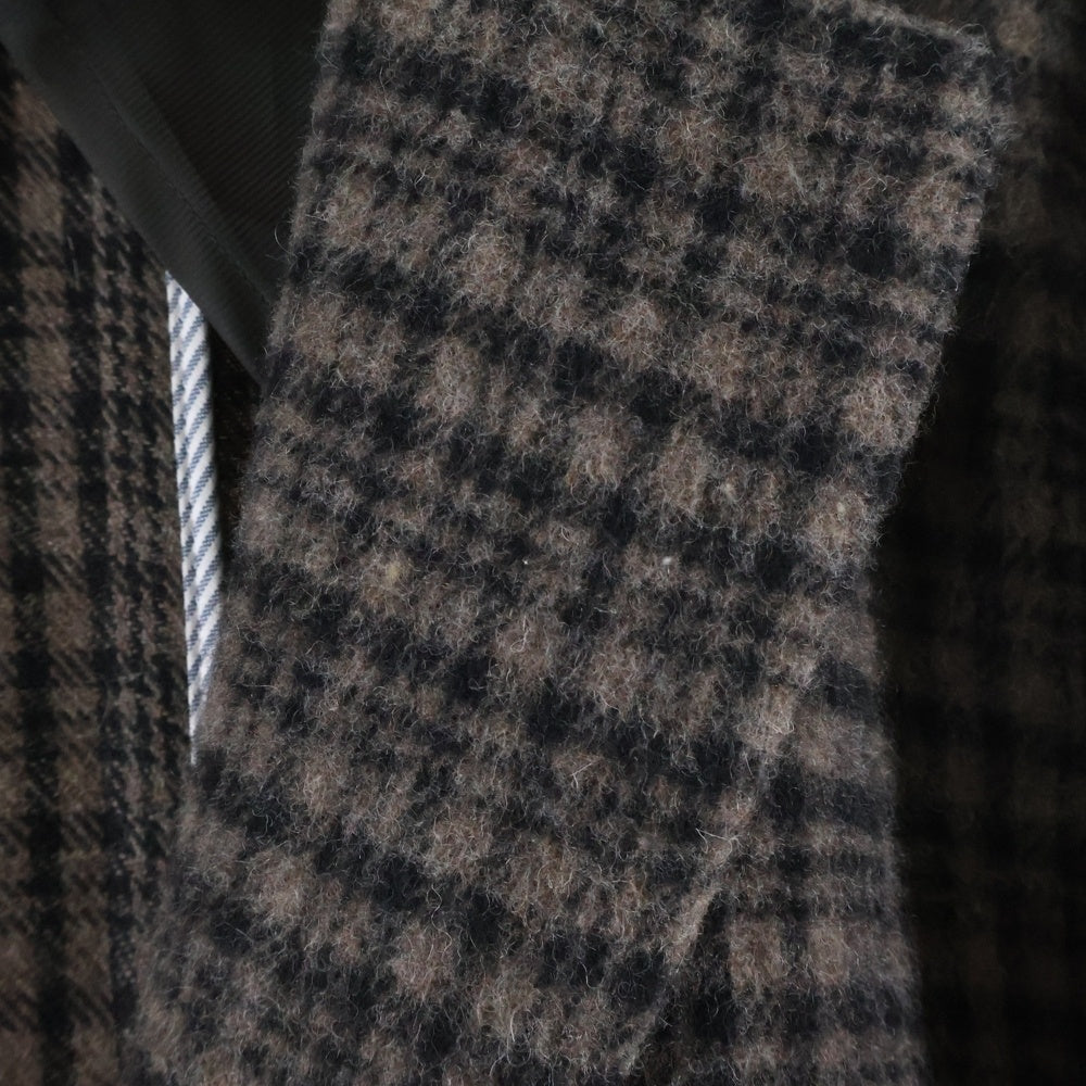 NO BRAND(ノーブランド) COMME CA COMMUNE 18AW 尾州メルトン チェック柄 チェスターコート ブラウン 51-02WI03