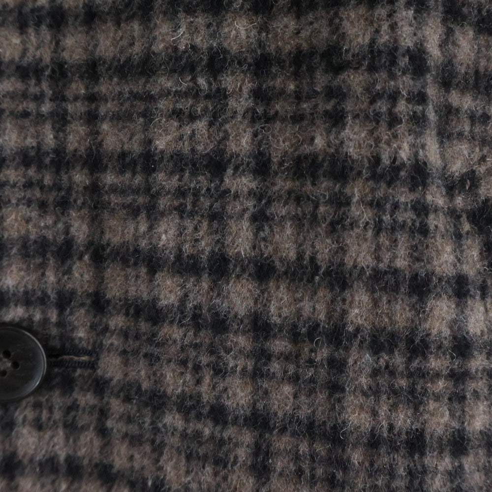 NO BRAND(ノーブランド) COMME CA COMMUNE 18AW 尾州メルトン チェック柄 チェスターコート ブラウン 51-02WI03