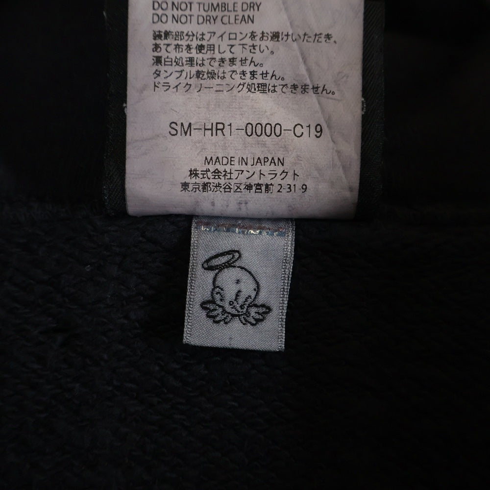 SAINT MICHAEL(セントマイケル) 25AW×DE LA SOUL DLS_HOODIE デラソウル ダメージ加工スウェットプルオーバーパーカー ブラック SM-HR1-0000-C19