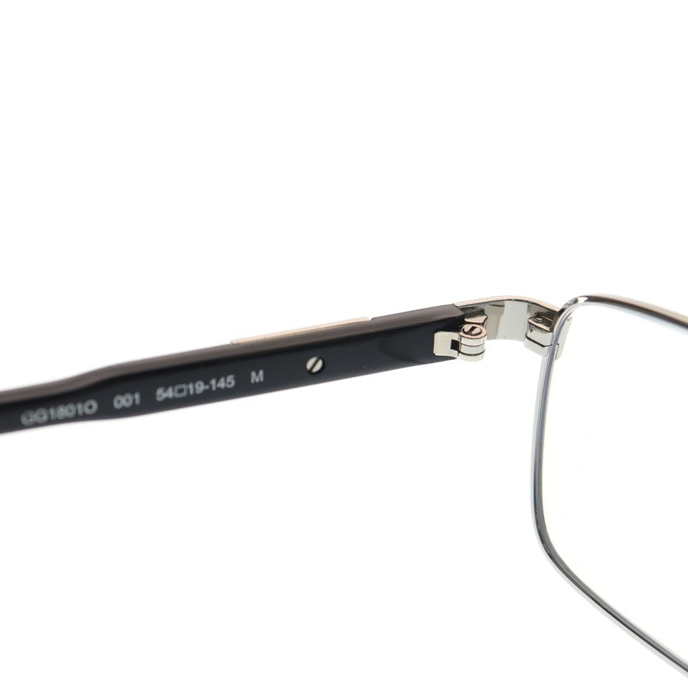 GUCCI(グッチ) スクエアフレーム 眼鏡 アイウェア テンプルロゴ 度入り シルバー/ブラック GG18010 レディース