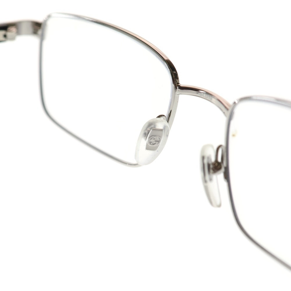 GUCCI(グッチ) スクエアフレーム 眼鏡 アイウェア テンプルロゴ 度入り シルバー/ブラック GG18010 レディース