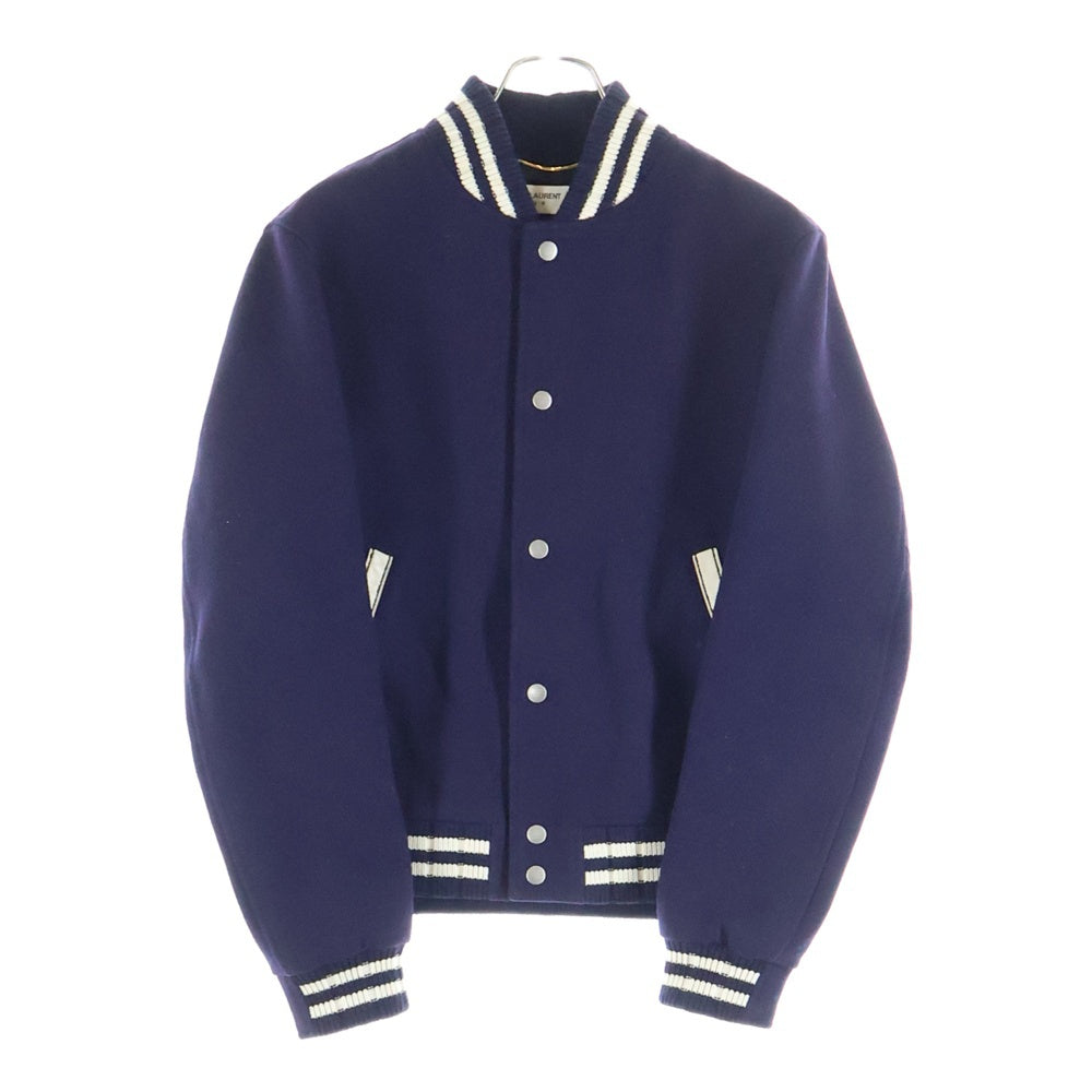 SAINT LAURENT PARIS(サンローランパリ) バックロゴレザーワッペン付き ヴァーシティジャケット スタジャン レディース パープル 636254 Y180W