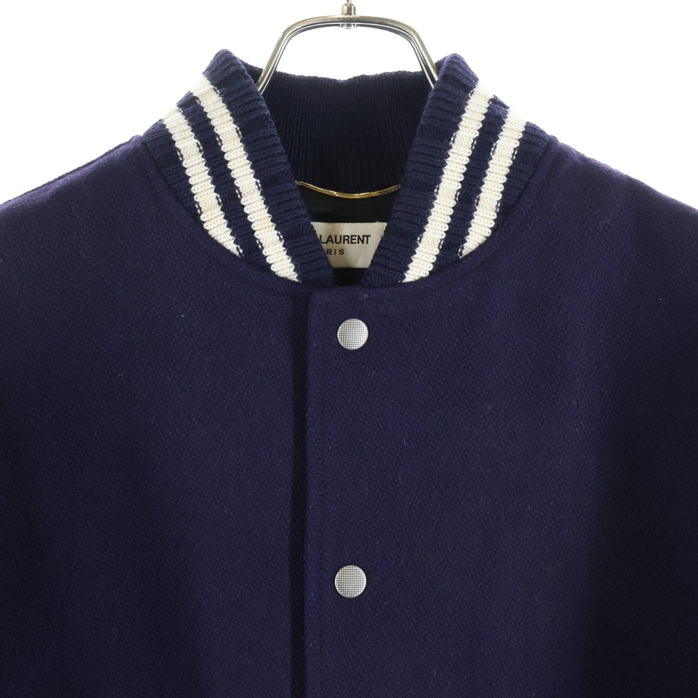 SAINT LAURENT PARIS(サンローランパリ) バックロゴレザーワッペン付き ヴァーシティジャケット スタジャン レディース パープル 636254 Y180W