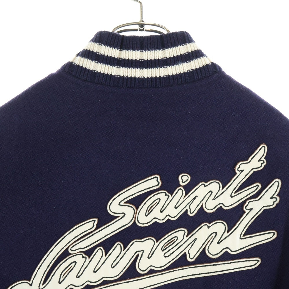 SAINT LAURENT PARIS(サンローランパリ) バックロゴレザーワッペン付き ヴァーシティジャケット スタジャン レディース パープル 636254 Y180W