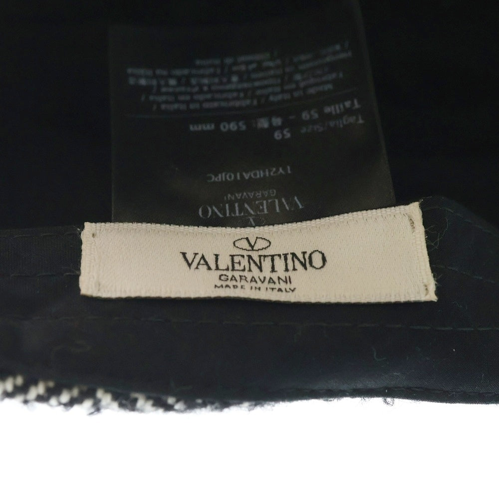 VALENTINO(ヴァレンティノ) ロゴ刺繍 ツイード ウール キャップ ブラック/ホワイト 1Y2HDA10JPC レディース