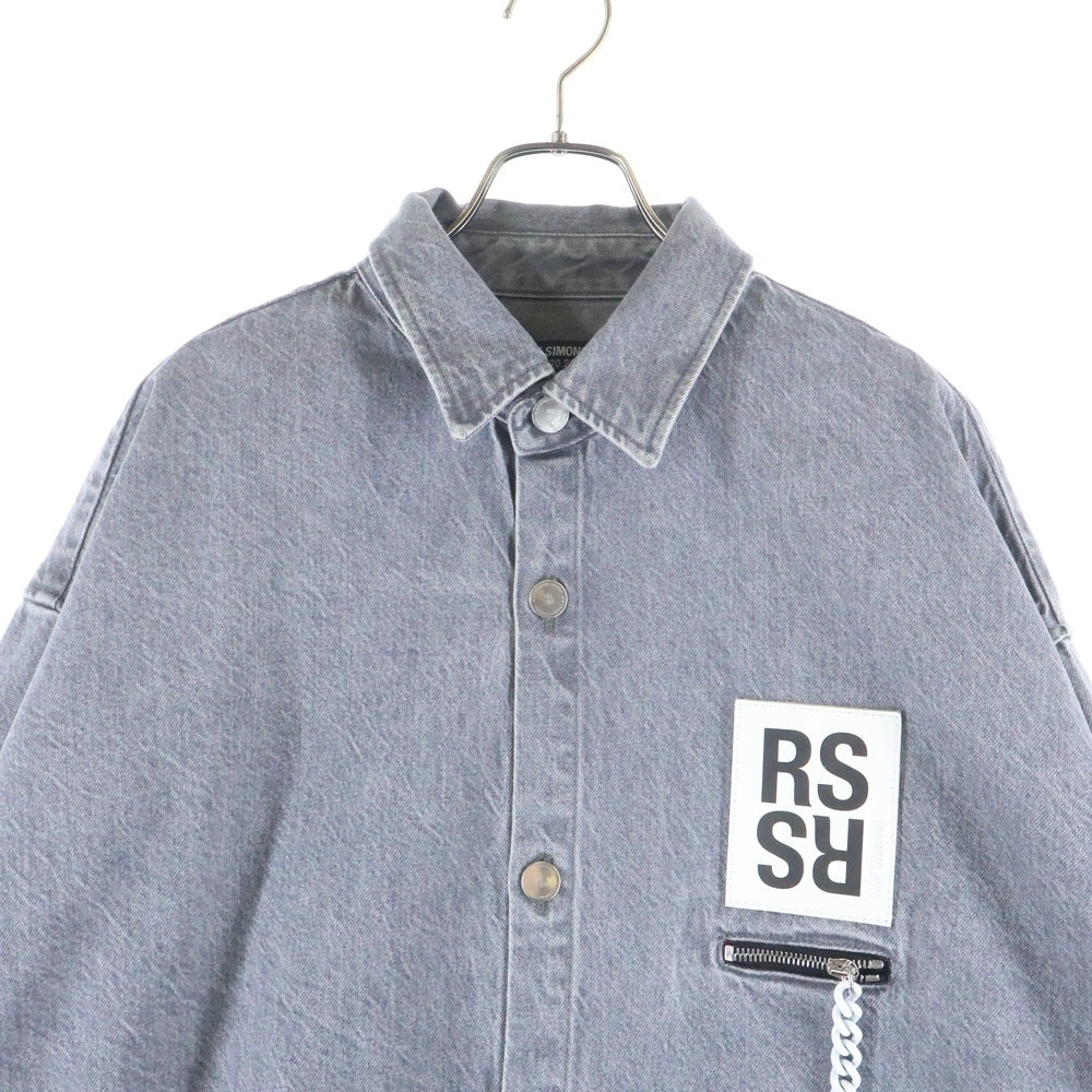 RAF SIMONS(ラフシモンズ) Big Fit Denim Shirt チェーンジップ オーバーサイズ デニム 長袖シャツ グレー 202-247-10135