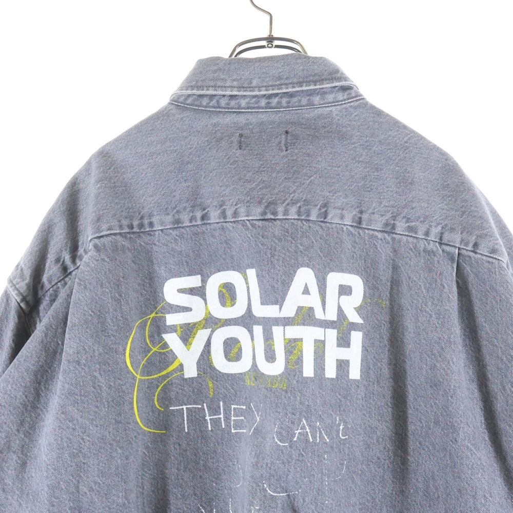 RAF SIMONS(ラフシモンズ) Big Fit Denim Shirt チェーンジップ オーバーサイズ デニム 長袖シャツ グレー 202-247-10135