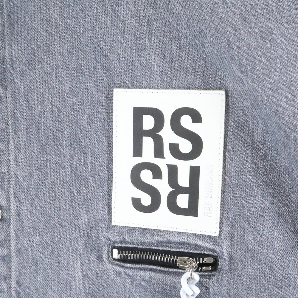 RAF SIMONS(ラフシモンズ) Big Fit Denim Shirt チェーンジップ オーバーサイズ デニム 長袖シャツ グレー 202-247-10135