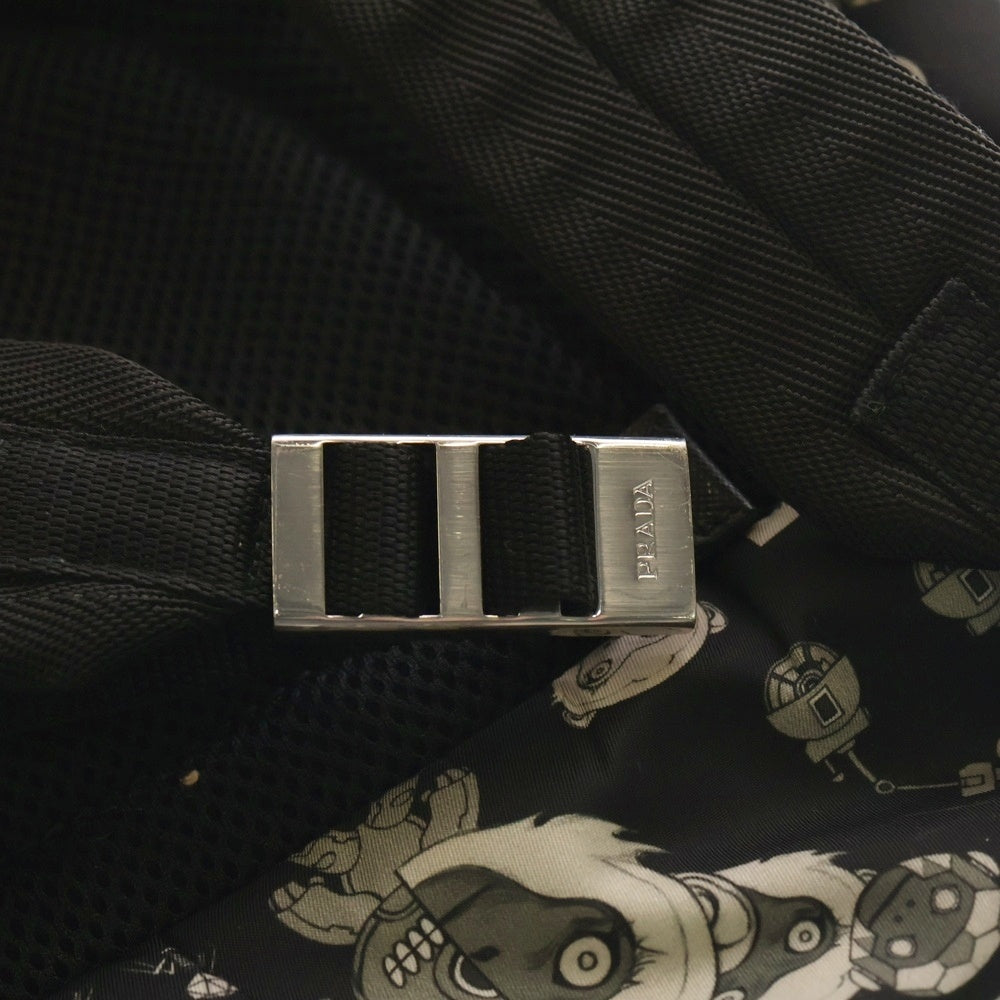 PRADA(プラダ) 三角ロゴプレート コミック ナイロン バックパック リュック ブラック/イエロー 2VZ135 レディース