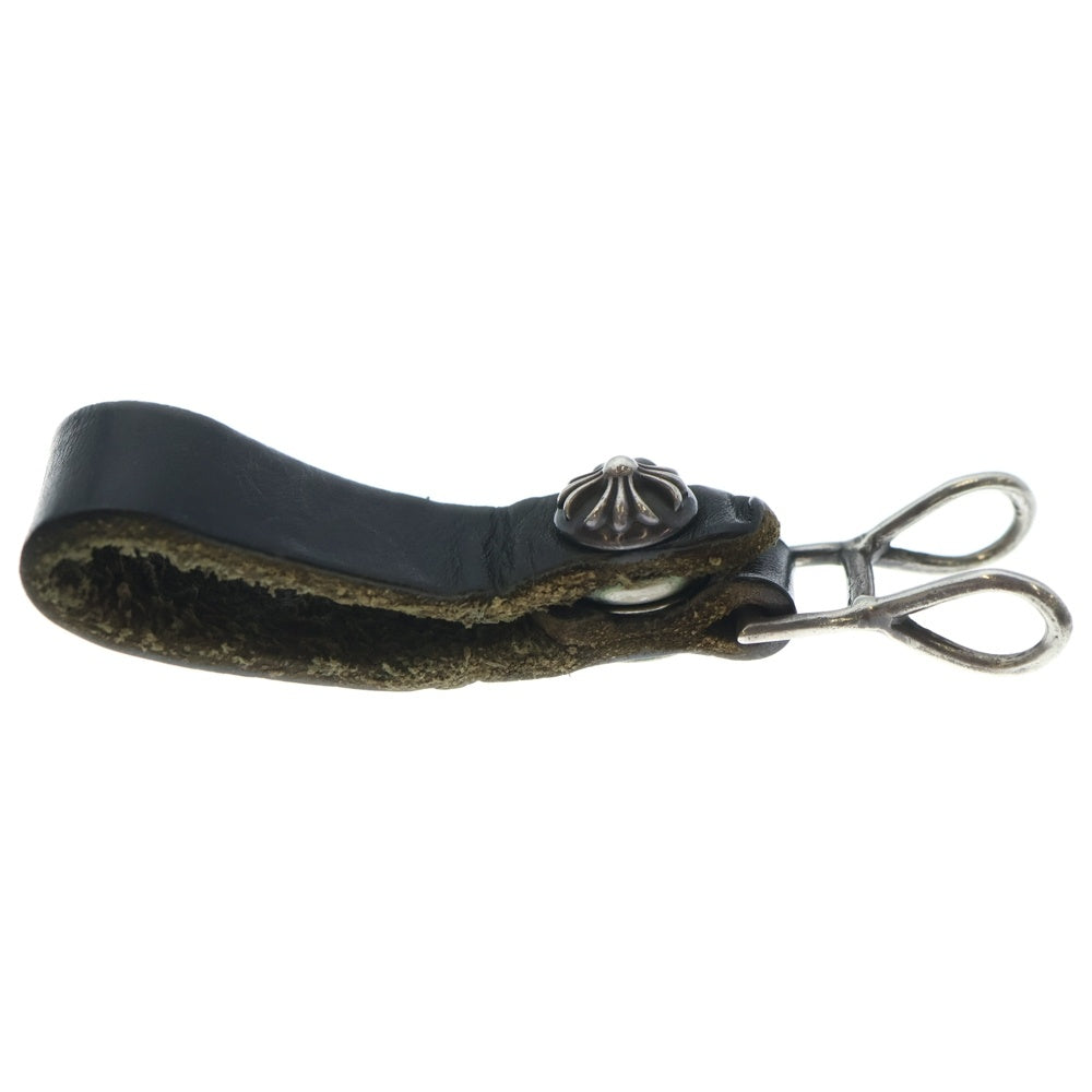 CHROME HEARTS(クロムハーツ) BELT LOOP クロスボールボタンレザーベルトループ シルバー/ブラック BCA397
