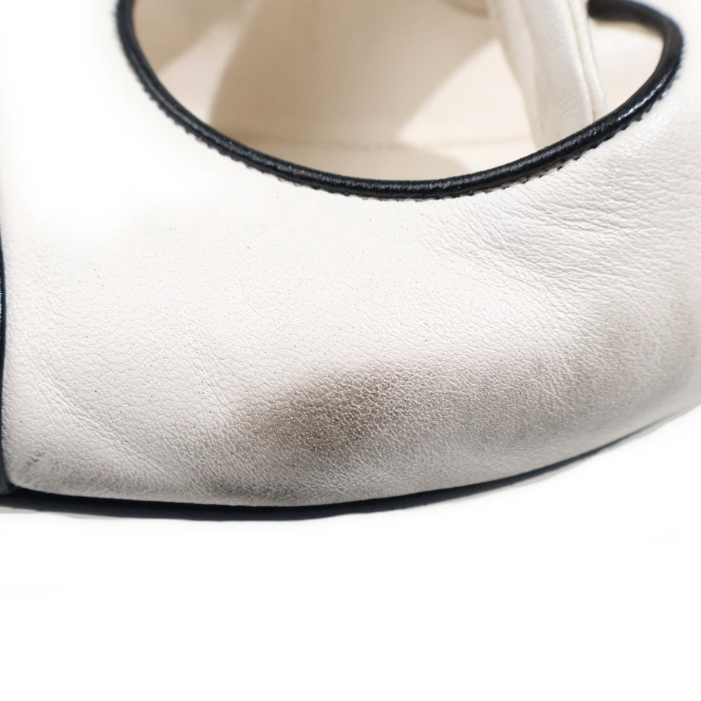 CHANEL(シャネル) ココマーク メリージェーン レザー フラット パンプス ホワイト/ブラック レディース