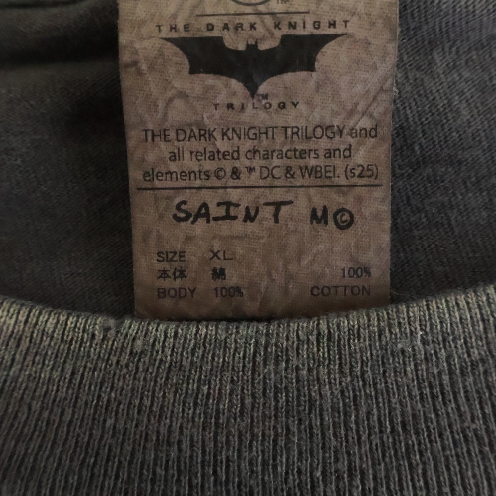 SAINT MICHAEL(セントマイケル) ×The Dark Knight JOKER ヴィンテージ加工 ジョーカープリント半袖Tシャツ カットソー チャコールグレー SM-HR8-0000-C53