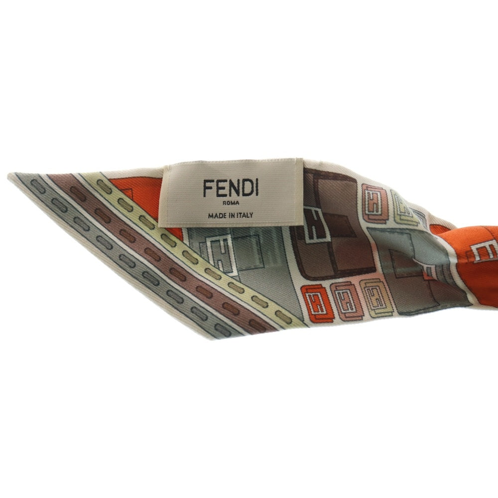 FENDI(フェンディ) ラッピー シルク スカーフ オレンジ/ホワイト レディース