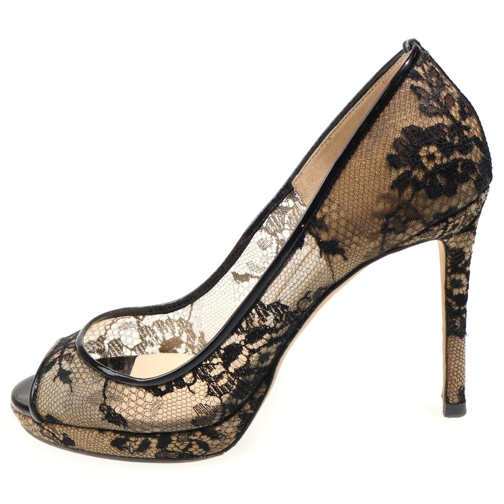 JIMMY CHOO(ジミーチュウ) LUNA100 レース レディース パンプス ブラック/ベージュ