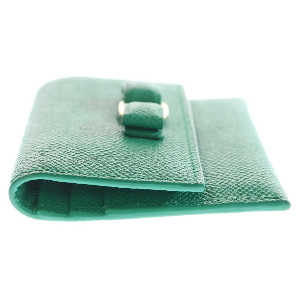 FERRAGAMO(フェラガモ) ゴールド金具 二つ折り レザー コインケース グリーン 22D155 758847 レディース