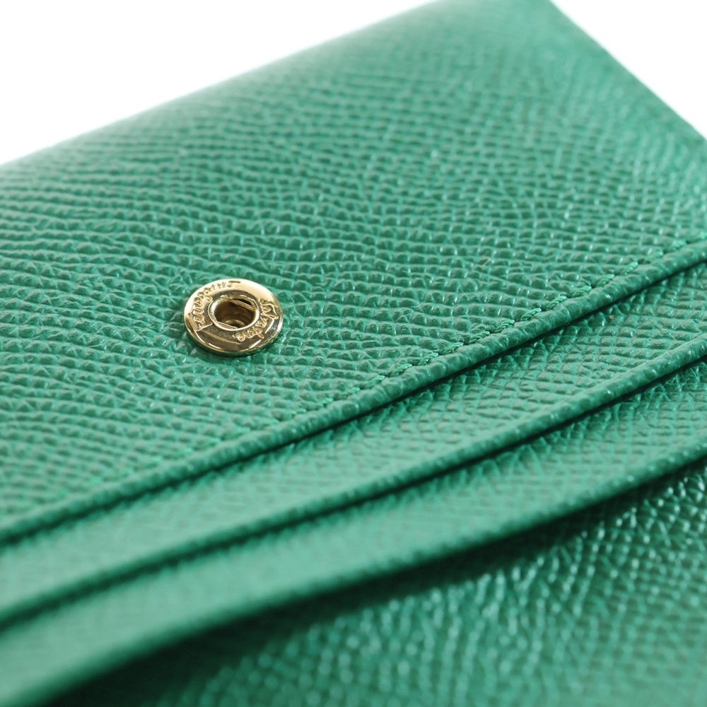 FERRAGAMO(フェラガモ) ゴールド金具 二つ折り レザー コインケース グリーン 22D155 758847 レディース