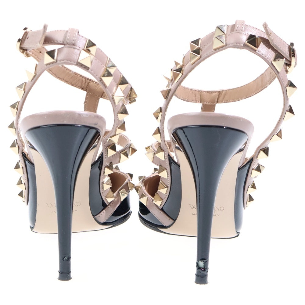 VALENTINO(ヴァレンティノ) ロックスタッズ パテントレザー レディース パンプス ブラック/ベージュ
