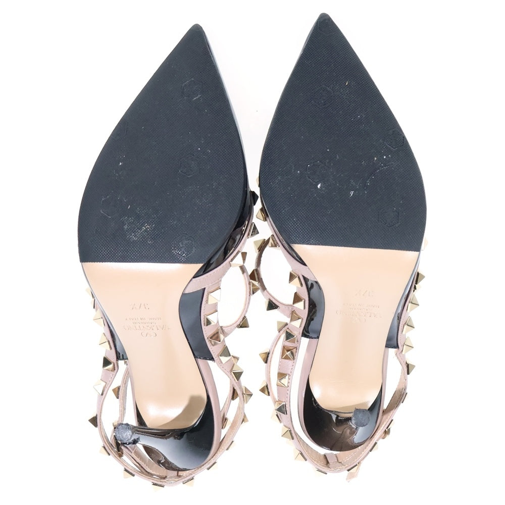 VALENTINO(ヴァレンティノ) ロックスタッズ パテントレザー レディース パンプス ブラック/ベージュ