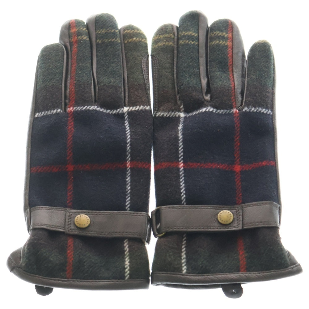 Barbour(バブアー) チェック柄 ラムレザー 手袋 グローブ ブラウン/マルチカラー レディース LGL0133TN11