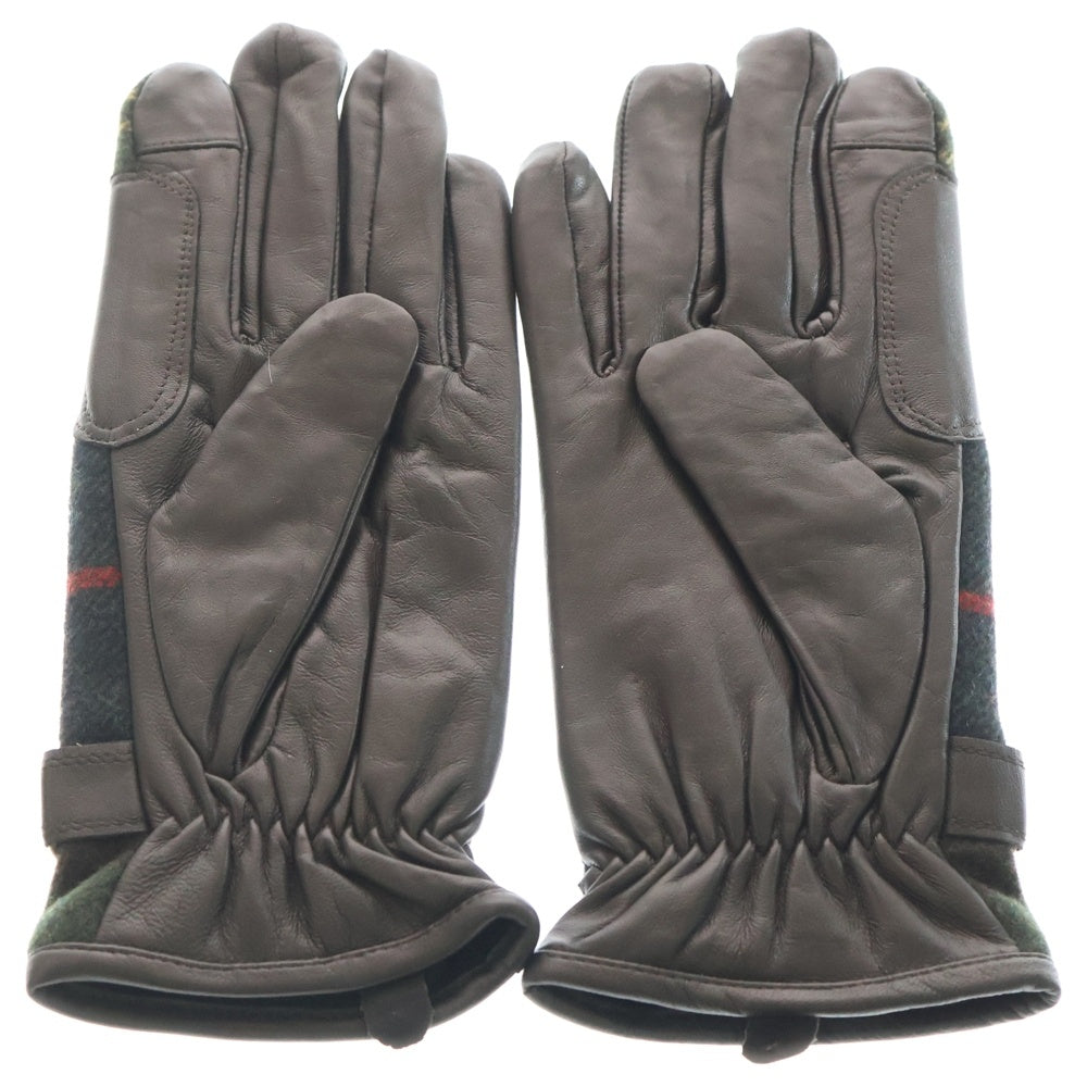 Barbour(バブアー) チェック柄 ラムレザー 手袋 グローブ ブラウン/マルチカラー レディース LGL0133TN11