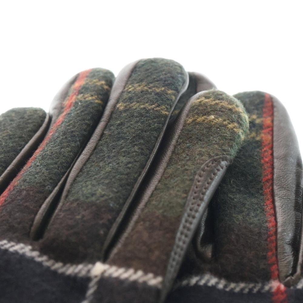 Barbour(バブアー) チェック柄 ラムレザー 手袋 グローブ ブラウン/マルチカラー レディース LGL0133TN11