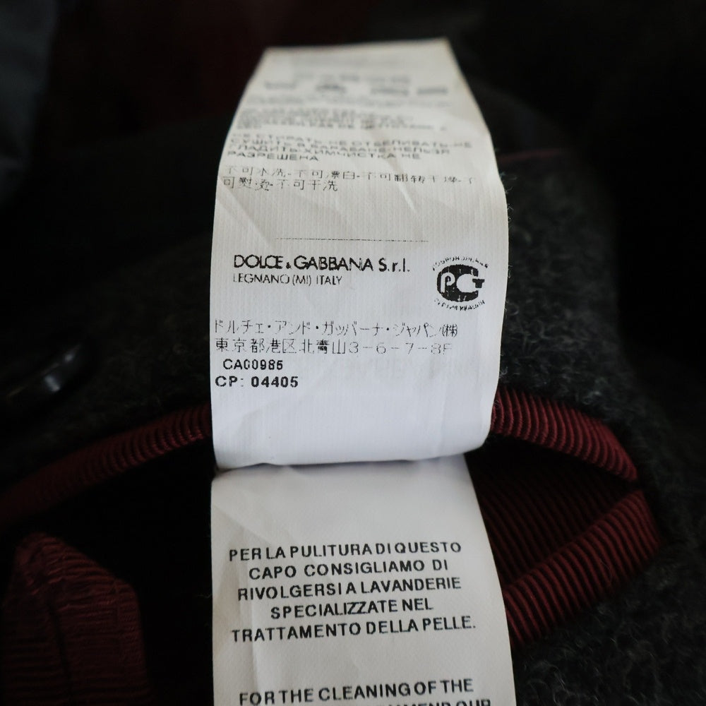 DOLCE & GABBANA(ドルチェアンドガッバーナ) 裏地ダウン ウールPコート ブラック G0733T/FUM4F