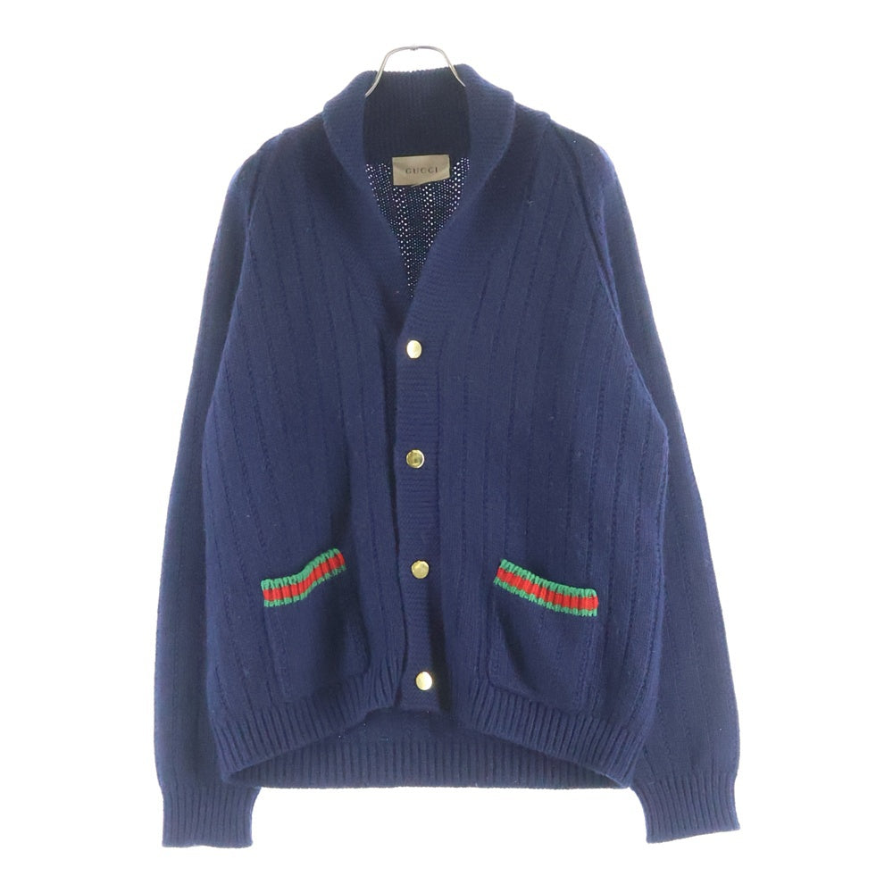 GUCCI(グッチ) カシミヤ混 シェリーライン ショールカラーカーディガン 