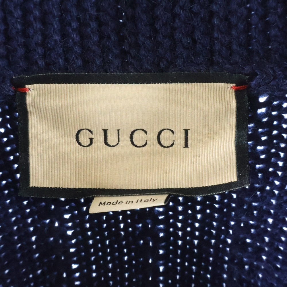 GUCCI(グッチ) カシミヤ混 シェリーライン ショールカラーカーディガン ネイビー 696553 XKCFR
