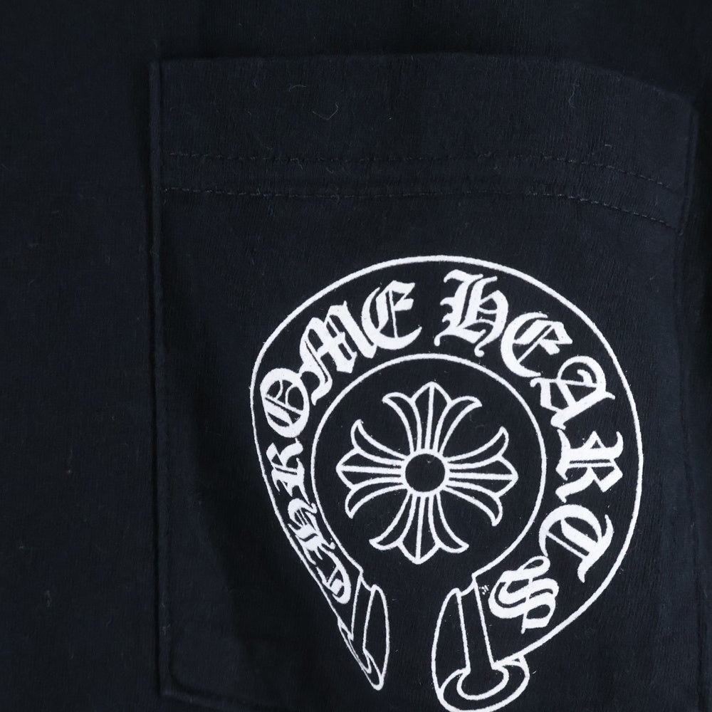 CHROME HEARTS(クロムハーツ) バック総柄プリント ホースシュー クルーネック 半袖Tシャツ ブラック