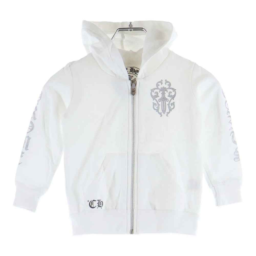 CHROME HEARTS(クロムハーツ) Dagger Zip Hoodie ダガープリント ジップアップ フーディー キッズ ホワイト
