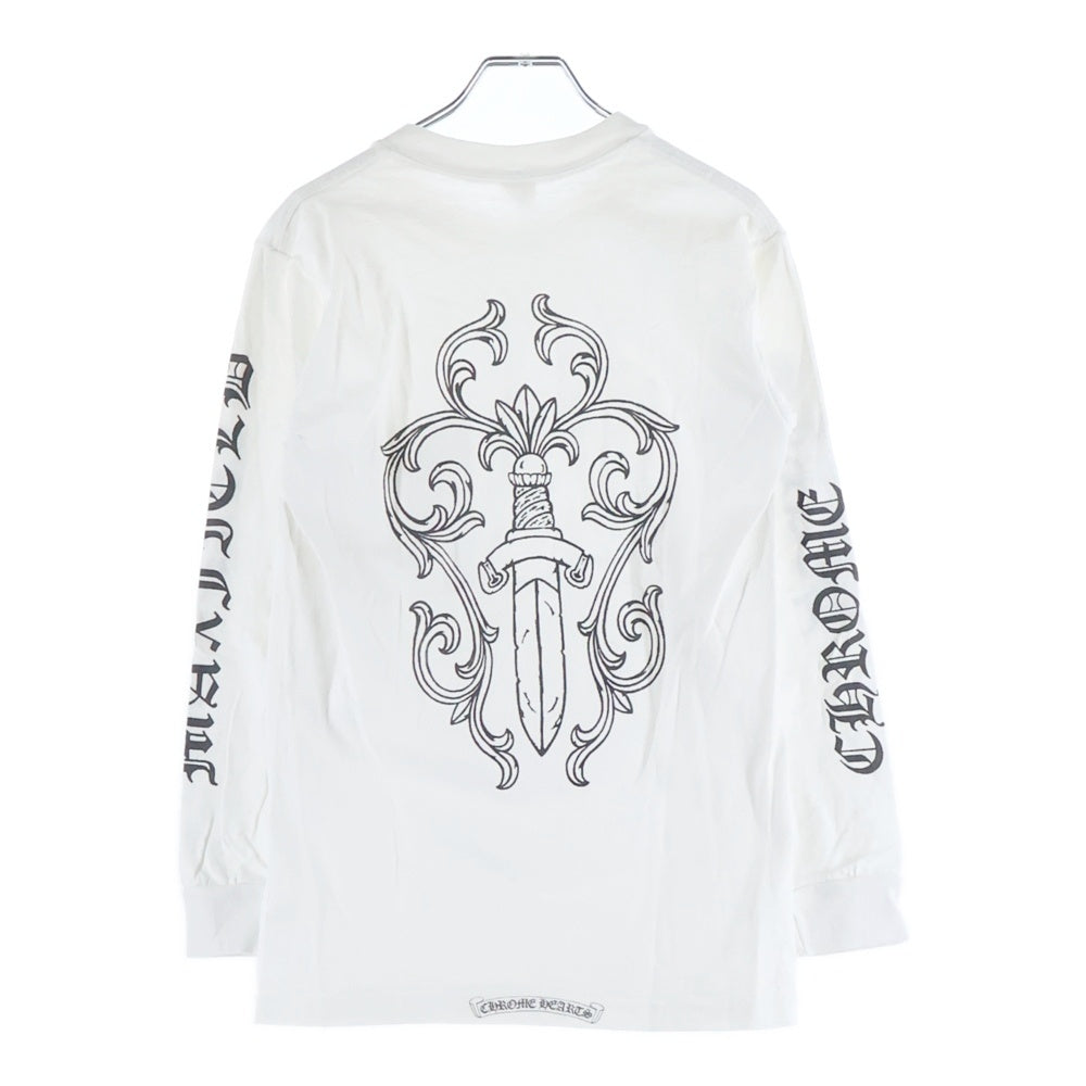 CHROME HEARTS(クロムハーツ) OLD MAXFIELD COLLABORATION BIG DAGGER TEE マックスフィールド胸ポケット バックダガープリント BELTONタグ 長袖Tシャツ カットソー 初期モデル ホワイト