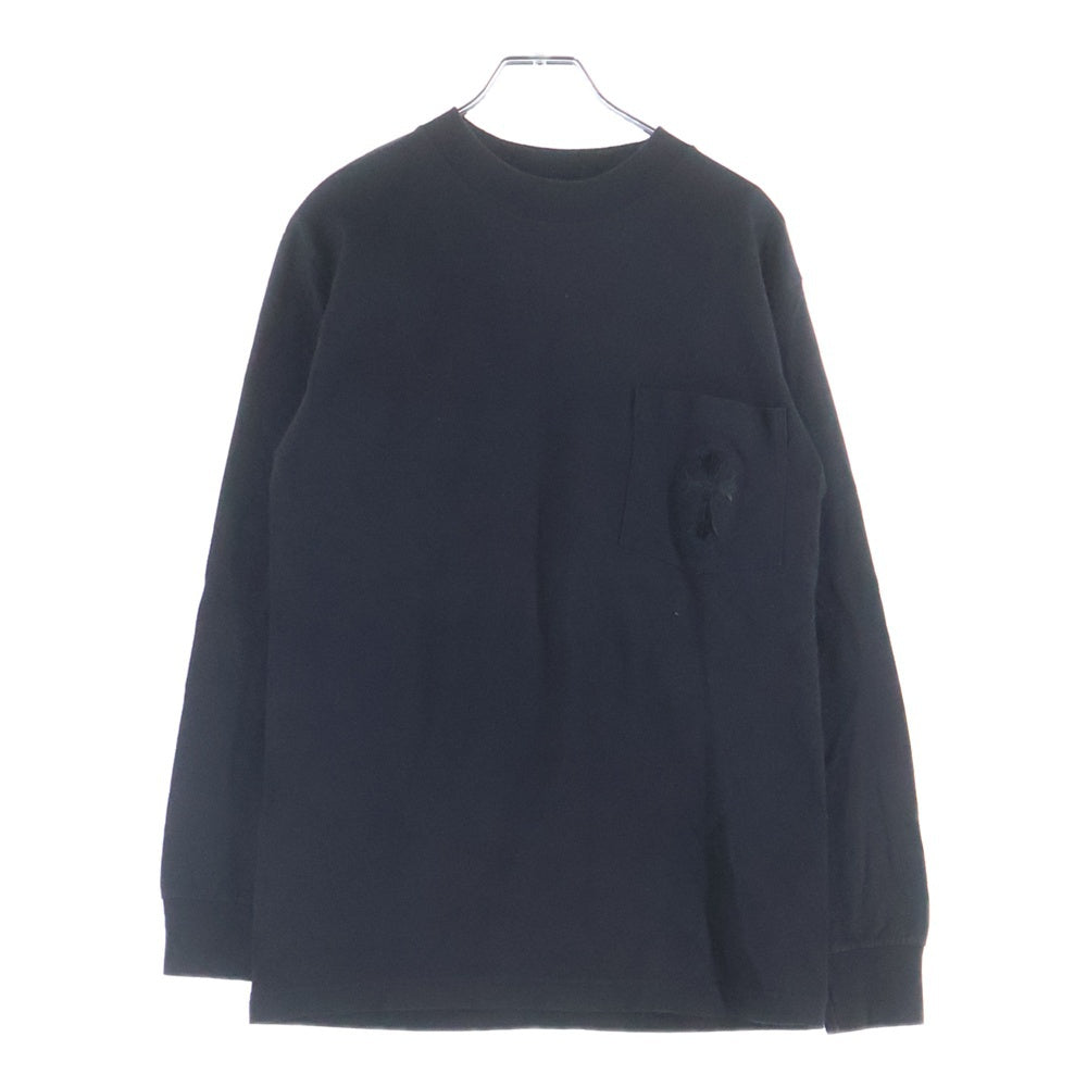 CHROME HEARTS(クロムハーツ) OLD フロントダブルクロス刺繍 クルーネック 長袖Tシャツ カットソー ブラック
