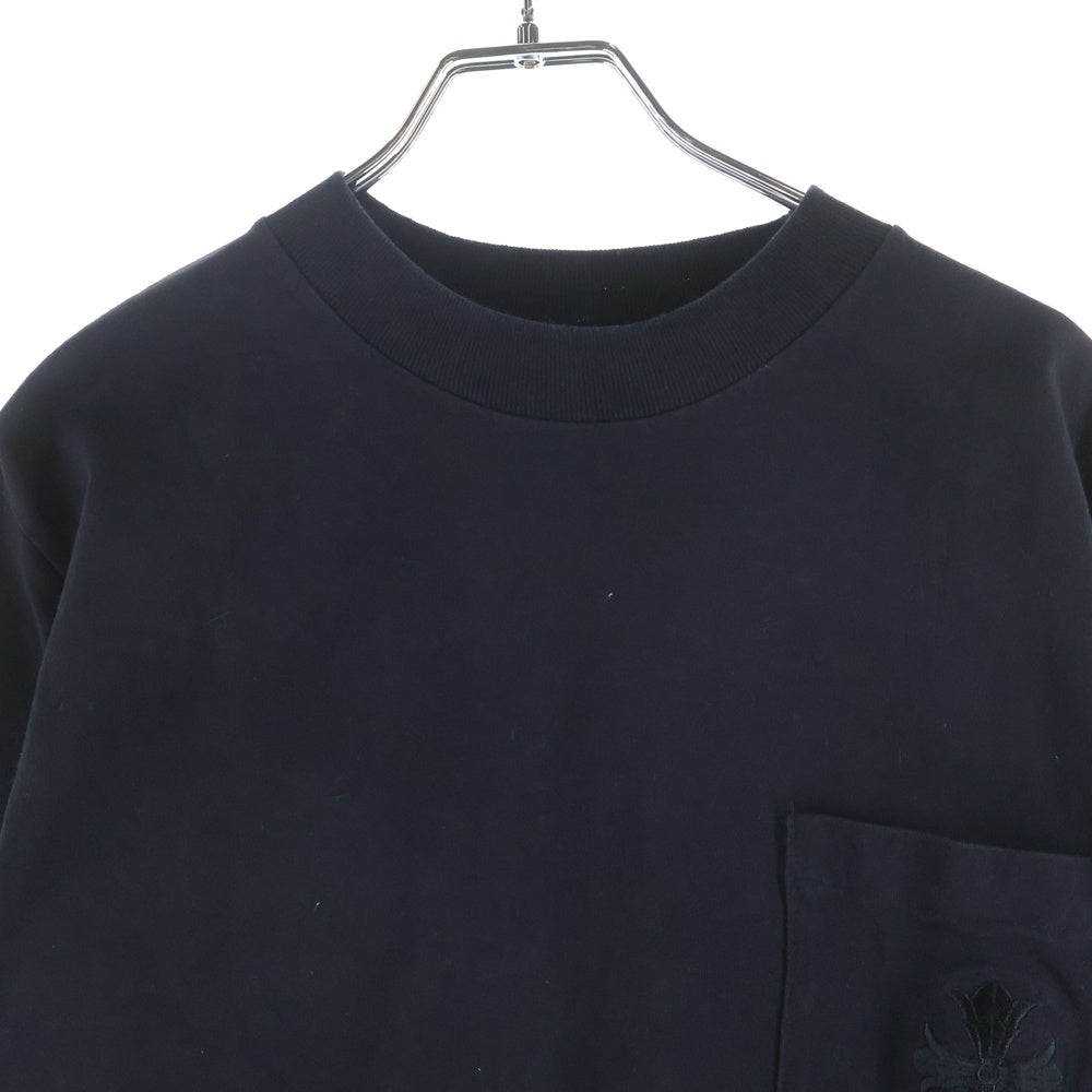 CHROME HEARTS(クロムハーツ) OLD フロントダブルクロス刺繍 クルーネック 長袖Tシャツ カットソー ブラック