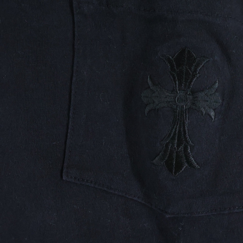 CHROME HEARTS(クロムハーツ) OLD フロントダブルクロス刺繍 クルーネック 長袖Tシャツ カットソー ブラック