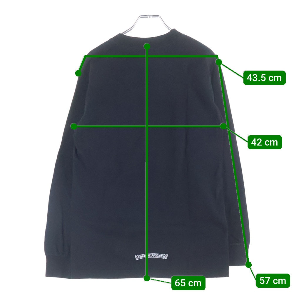 CHROME HEARTS(クロムハーツ) OLD フロントダブルクロス刺繍 クルーネック 長袖Tシャツ カットソー ブラック