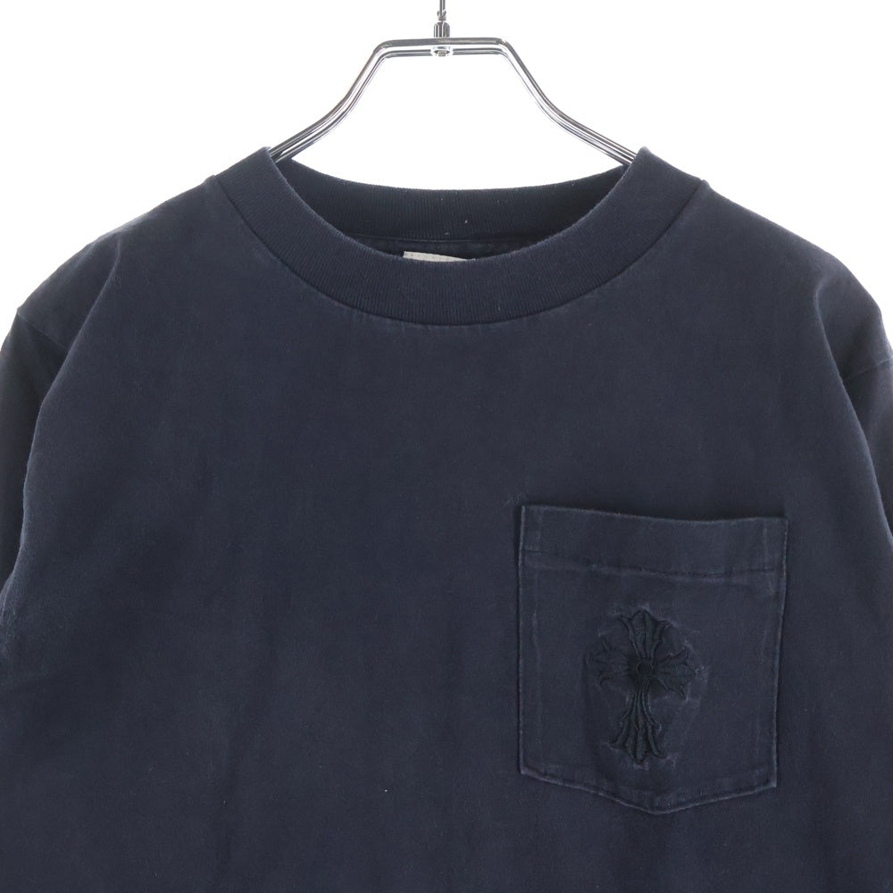 CHROME HEARTS(クロムハーツ) OLD フロントダブルクロス刺繍 クルーネック 長袖Tシャツ カットソー ブラック