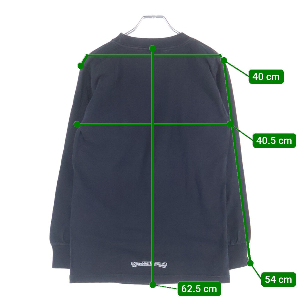 CHROME HEARTS(クロムハーツ) OLD フロントダブルクロス刺繍 クルーネック 長袖Tシャツ カットソー ブラック