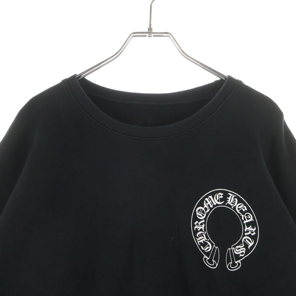 CHROME HEARTS(クロムハーツ) Horseshoe Crewneck Sweatshirt ホースシュープリント 袖フローラル クルーネックスウェットトレーナー ブラック
