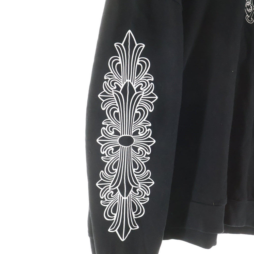CHROME HEARTS(クロムハーツ) Horseshoe Crewneck Sweatshirt ホースシュープリント 袖フローラル クルーネックスウェットトレーナー ブラック