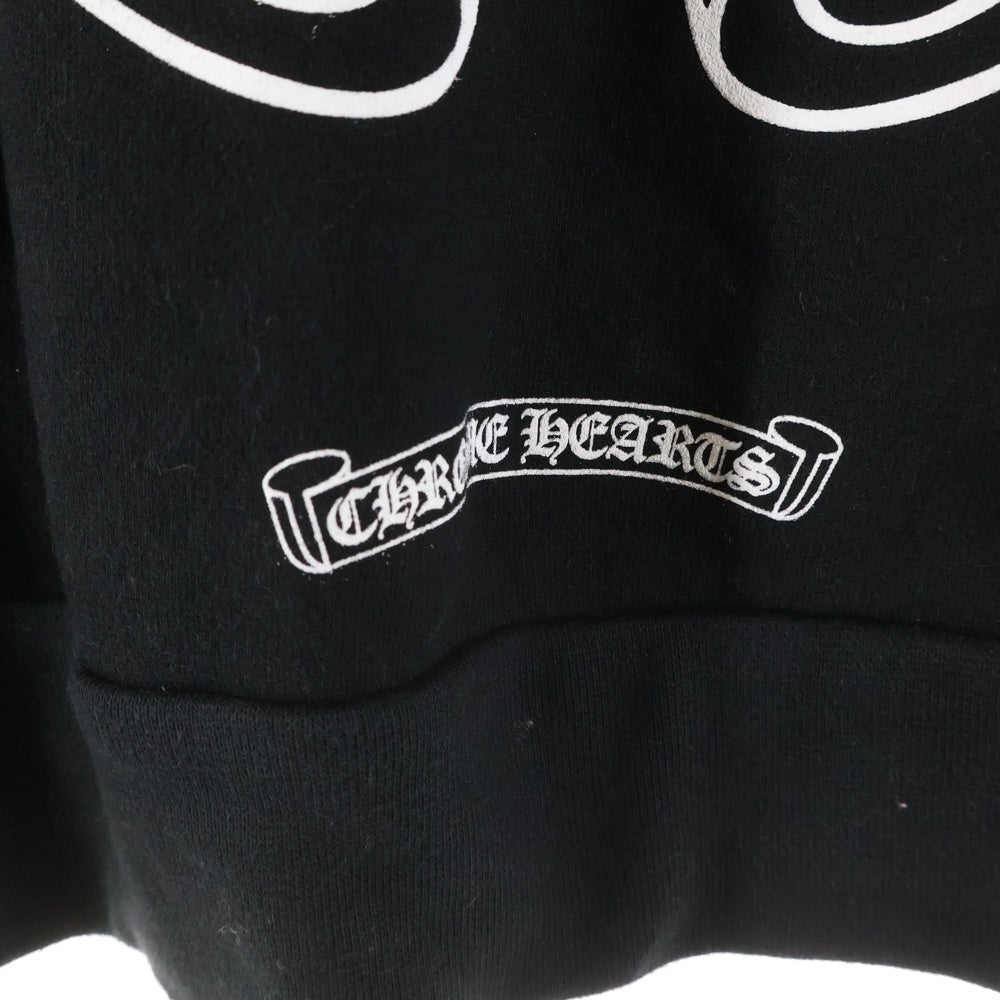 CHROME HEARTS(クロムハーツ) Horseshoe Crewneck Sweatshirt ホースシュープリント 袖フローラル クルーネックスウェットトレーナー ブラック