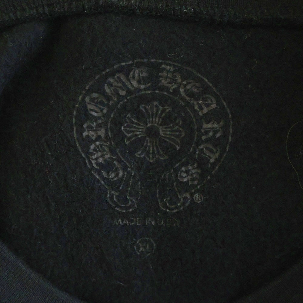 CHROME HEARTS(クロムハーツ) Horseshoe Crewneck Sweatshirt ホースシュープリント 袖フローラル クルーネックスウェットトレーナー ブラック